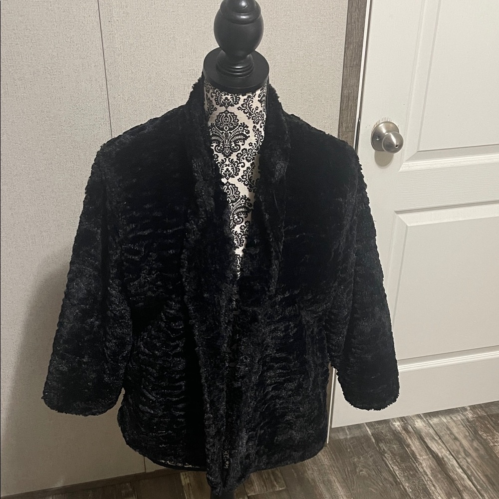 Alfred Dunner Black Teddy Jacket